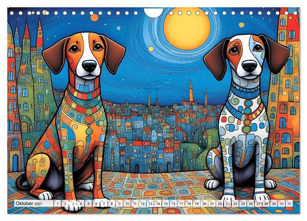 Produktbild: Bunte Hundebande (Wandkalender 2027 DIN A4 quer), CALVENDO Monatskalender