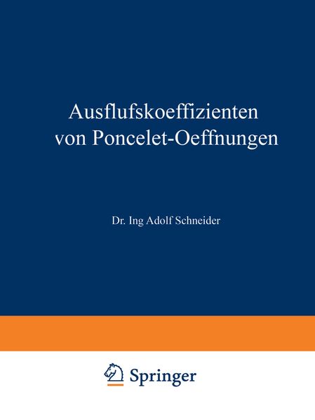 Produktbild: Ausflufskoeffizienten von Poncelet-Oeffnungen