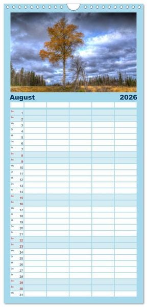 Produktbild: Familienplaner 2026 - Lappland mit 5 Spalten (Wandkalender, 21 x 45 cm) CALVENDO