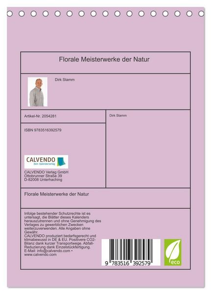 Produktbild: Florale Meisterwerke der Natur (Tischkalender 2026 DIN A5 hoch), CALVENDO Monatskalender