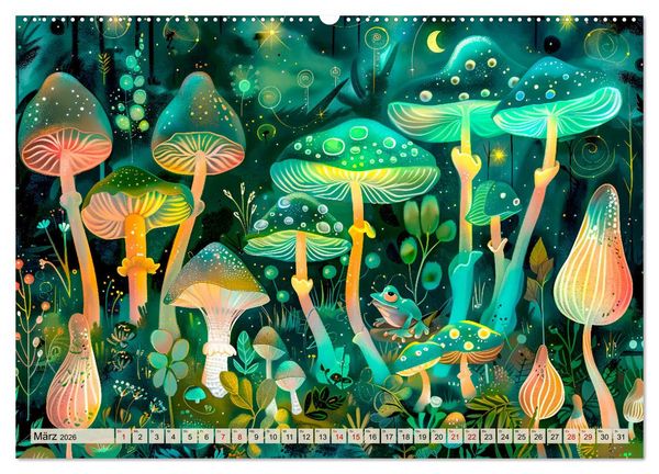 Produktbild: Zauberwelt der Pilze - Fantasievolle Pilze im verwunschenen Wald (Wandkalender 2026 DIN A2 quer), CALVENDO Monatskalender