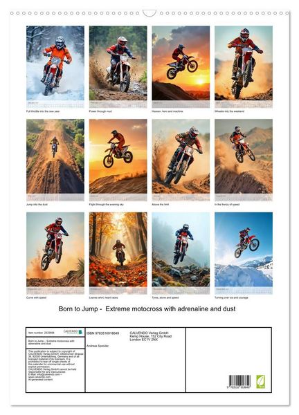 Produktbild: Born to Jump - Extreme motocross with adrenaline and dust (Wall Calendar 2027 DIN A2 portrait), CALVENDO 12 Month Wall Calendar