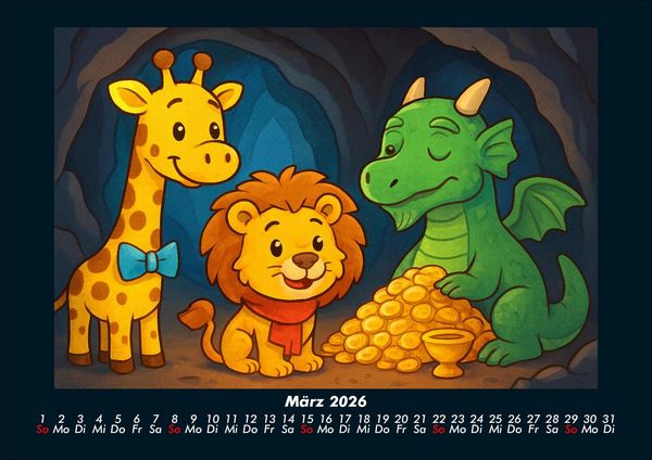 Produktbild: Nala & Buschi in m&auml;rchenhaften Welten 2026 Fotokalender DIN A4