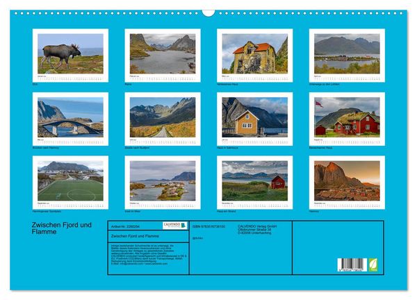 Produktbild: Zwischen Fjord und Flamme (Wandkalender 2026 DIN A2 quer), CALVENDO Monatskalender