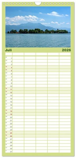 Produktbild: Familienplaner 2026 - Traumhafter Chiemsee &ndash; Impressionen vom Bayerischen Meer mit 5 Spalten (Wandkalender, 21 x 45 cm) CALVENDO
