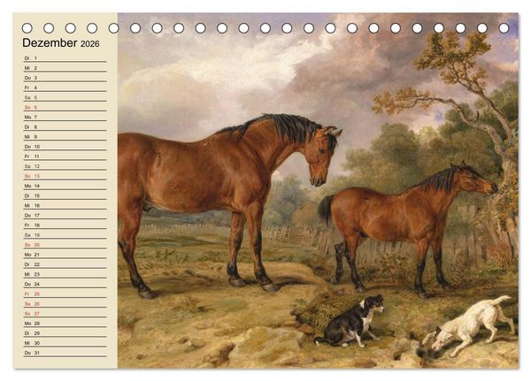 Produktbild: Pferde-&Ouml;lgem&auml;lde. Die Kunst der alten Meister (Tischkalender 2026 DIN A5 quer), CALVENDO Monatskalender