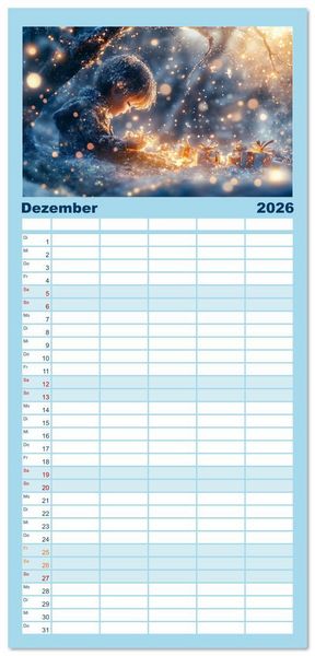Produktbild: Familienplaner 2026 - Der letzte Funke Magie mit 5 Spalten (Wandkalender, 21 x 45 cm) CALVENDO