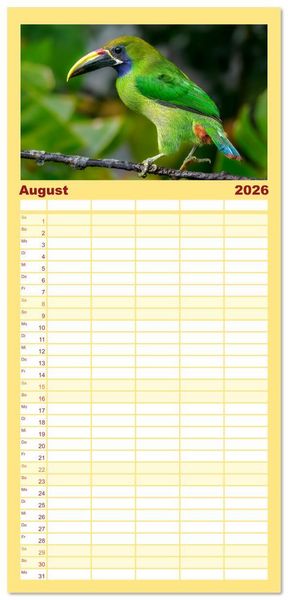Produktbild: Familienplaner 2026 - Tropische V&ouml;gel Costa Ricas mit 5 Spalten (Wandkalender, 21 x 45 cm) CALVENDO