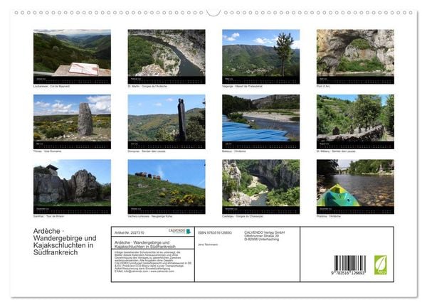 Produktbild: Ard&egrave;che &middot; Wandergebirge und Kajakschluchten in S&uuml;dfrankreich (hochwertiger Premium Wandkalender 2026 DIN A2 quer), Kunstdruck in Hochglanz