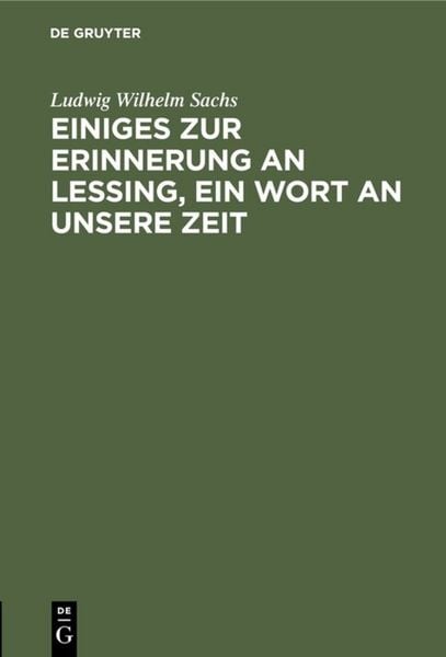 Produktbild: Einiges zur Erinnerung an Lessing, ein Wort an unsere Zeit