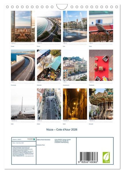 Produktbild: Nizza &ndash; Cote d'Azur 2026 (Wandkalender 2026 DIN A4 hoch), CALVENDO Monatskalender