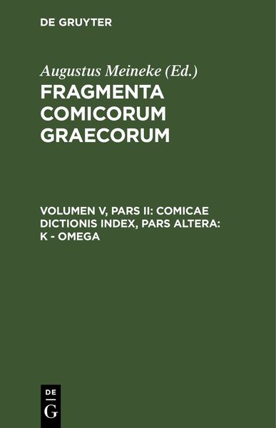 Produktbild: Comicae dictionis index, Pars Altera: K - omega