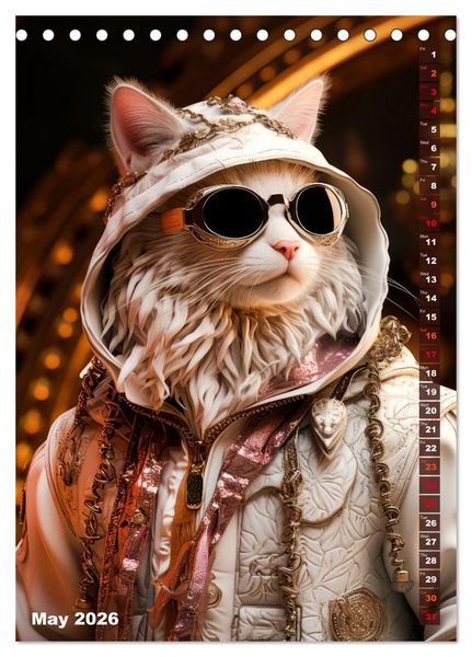 Produktbild: Stylish cats (Desk Calendar 2026 DIN A5 portrait), CALVENDO 12 Month DeskCalendar