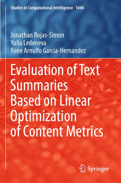 Produktbild: Evaluation of Text Summaries Based on Linear Optimization of Content Metrics