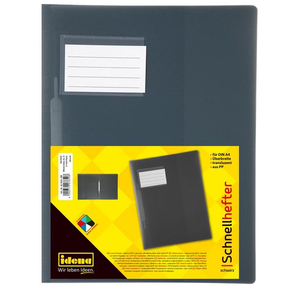 Idena Schnellhefter PP mit Fenster transluzent schwarz für DIN A4