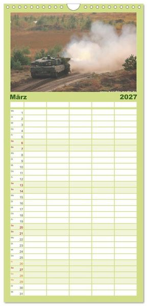 Produktbild: Familienplaner 2027 - Panzerstahl auf der Heide &ndash; Das Heer legt wieder los mit 5 Spalten (Wandkalender, 21 x 45 cm) CALVENDO