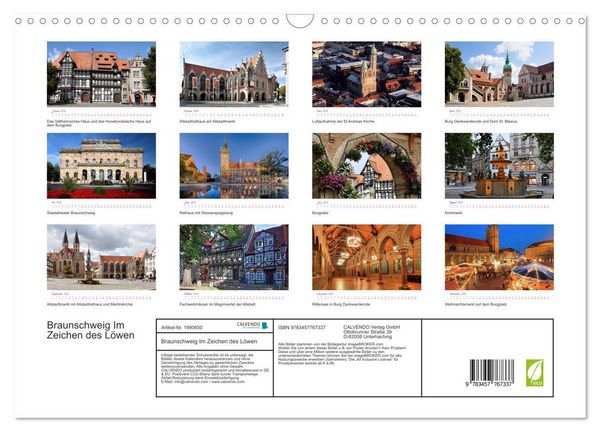 Produktbild: Braunschweig Im Zeichen des L&ouml;wen (Wandkalender 2026 DIN A3 quer), CALVENDO Monatskalender