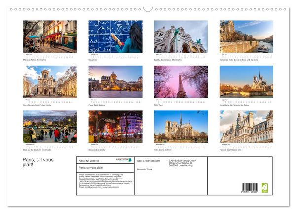 Produktbild: Paris, s'il vous pla&icirc;t! (Wandkalender 2026 DIN A2 quer), CALVENDO Monatskalender