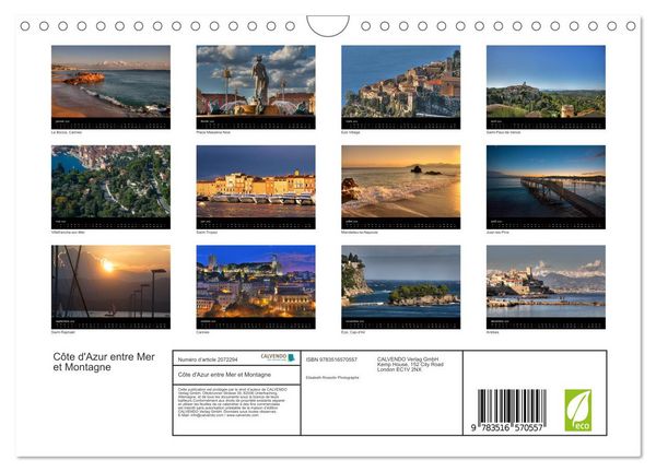 Produktbild: C&ocirc;te d'Azur entre Mer et Montagne (Calendrier mural 2026 DIN A4 vertical), CALVENDO calendrier mensuel