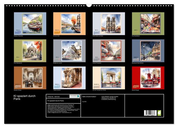 Produktbild: KI spaziert durch Paris (Wandkalender 2026 DIN A2 quer), CALVENDO Monatskalender