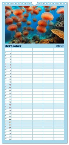 Produktbild: Familienplaner 2026 - Tief unten im Meer Unterwasser Fantasy mit 5 Spalten (Wandkalender, 21 x 45 cm) CALVENDO