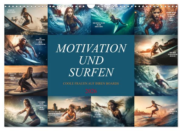Motivation und Surfen (Wandkalender 2026 DIN A3 quer), CALVENDO Monatskalender