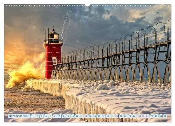 Produktbild: Leuchtturm Gewitter (Wandkalender 2026 DIN A2 quer), CALVENDO Monatskalender