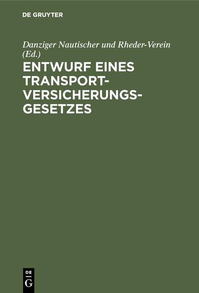 Produktbild: Entwurf eines Transportversicherungsgesetzes