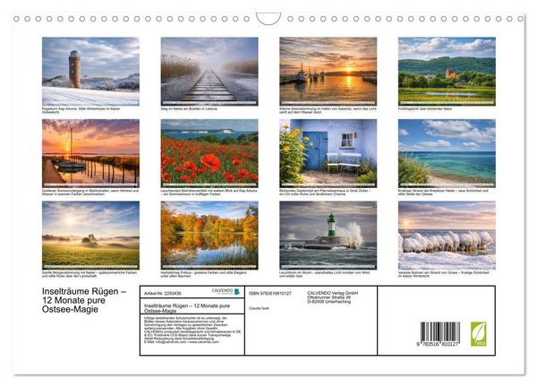 Produktbild: Inseltr&auml;ume R&uuml;gen &ndash; 12 Monate pure Ostsee-Magie (Wandkalender 2027 DIN A3 quer), CALVENDO Monatskalender