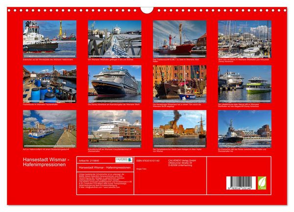 Produktbild: Hansestadt Wismar - Hafenimpressionen (Wandkalender 2026 DIN A3 quer), CALVENDO Monatskalender