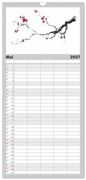 Produktbild: Familienplaner 2027 - Asiatische Tuschmalerei mit 5 Spalten (Wandkalender, 21 x 45 cm) CALVENDO