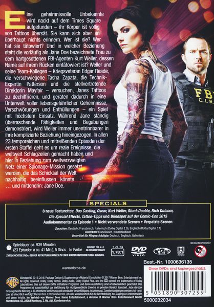 Produktbild: Blindspot - Die komplette 1. Staffel [5 DVDs]