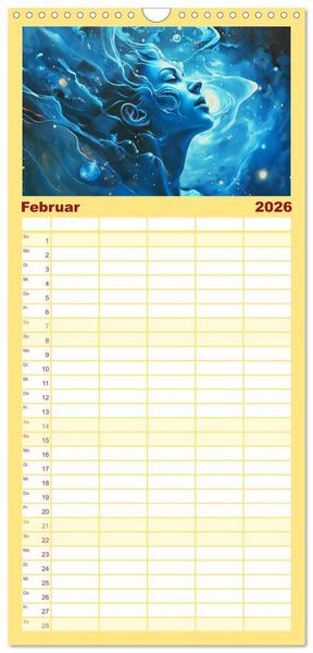 Produktbild: Familienplaner 2026 - Sternzeichen-Kalender - Galaktische Portr&auml;ts mit Datum mit 5 Spalten (Wandkalender, 21 x 45 cm) CALVENDO