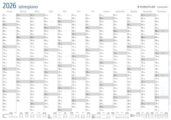 Produktbild: STAEDTLER Kalender Lumocolor Jahresplaner 2027, DIN A3