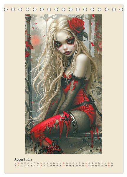 Produktbild: Gothic-Girls. Bizzare Comic-Art (Tischkalender 2026 DIN A5 hoch), CALVENDO Monatskalender