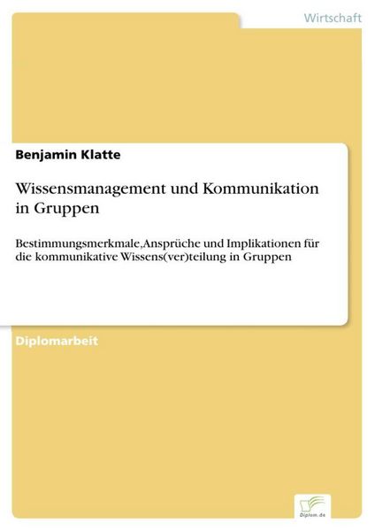 Produktbild: Wissensmanagement und Kommunikation in Gruppen