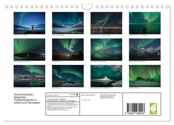 Produktbild: Aurora borealis - Magische Polarlichtn&auml;chte in Island und Norwegen (Wandkalender 2026 DIN A4 quer), CALVENDO Monatskalender