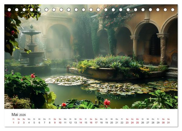 Produktbild: Verwunschene G&auml;rten - Eine Zeitreise (Tischkalender 2026 DIN A5 quer), CALVENDO Monatskalender