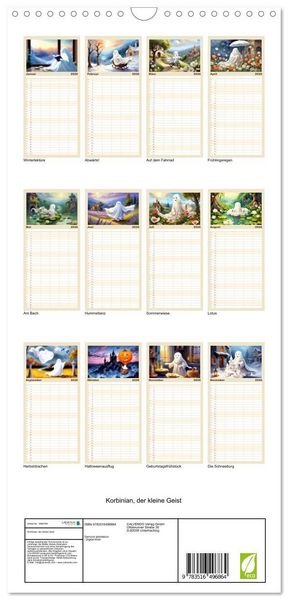 Produktbild: Familienplaner 2026 - Korbinian, der kleine Geist mit 5 Spalten (Wandkalender, 21 x 45 cm) CALVENDO