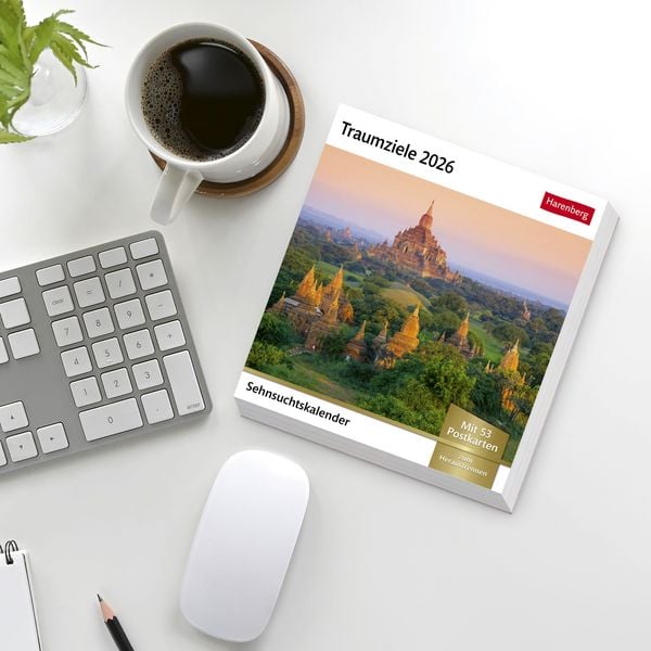 Produktbild: Traumziele Sehnsuchtskalender 2026 - Wochenkalender mit 53 Postkarten