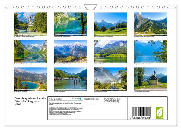 Produktbild: Berchtesgadener Land - Welt der Berge und Seen (Wandkalender 2027 DIN A4 quer), CALVENDO Monatskalender