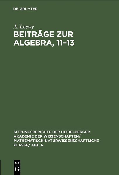 Produktbild: Beitr&auml;ge zur Algebra, 11-13