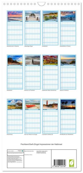 Produktbild: Familienplaner 2026 - Fischland-Dar&szlig;-Zingst Impressionen der Halbinsel mit 5 Spalten (Wandkalender, 21 x 45 cm) CALVENDO