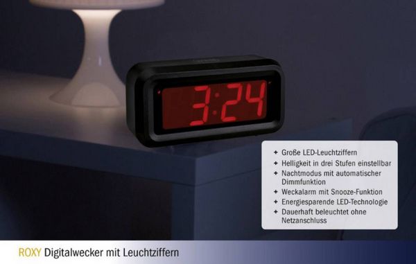 Produktbild: TFA Dostmann 60.2024.10 Quarz Wecker Anthrazit Alarmzeiten 1