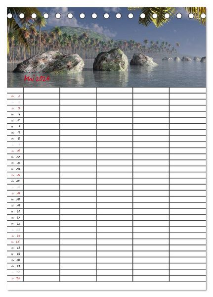 Produktbild: Familienplaner mit sch&ouml;nen Landschaftsbildern (Tischkalender 2026 DIN A5 hoch), CALVENDO Monatskalender