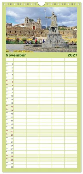 Produktbild: Familienplaner 2027 - Peru: Natur mit Geschichte mit 5 Spalten (Wandkalender, 21 x 45 cm) CALVENDO