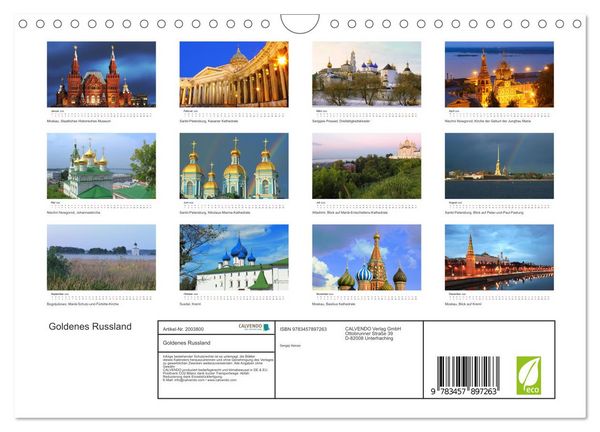 Produktbild: Goldenes Russland (Wandkalender 2026 DIN A4 quer), CALVENDO Monatskalender