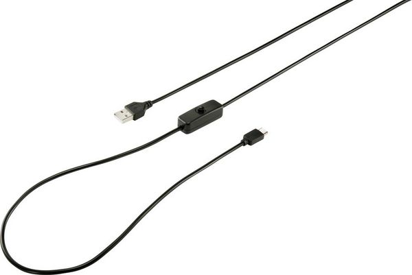 Produktbild: Renkforce Strom-Kabel Raspberry Pi&reg; [1x USB 2.0 Stecker A - 1x USB-C&reg; Stecker] 1.00 m Schwarz inkl. Ein/Aus-Schalter