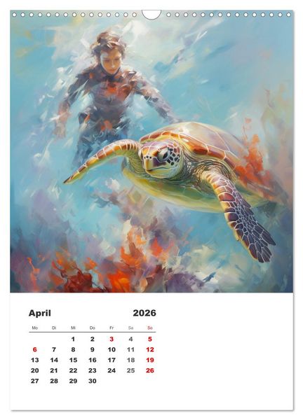 Produktbild: Tauchen im ewigen Blau. Eine Aquarell-Reise in die Tiefen der Meere (Wandkalender 2026 DIN A3 hoch), CALVENDO Monatskalender