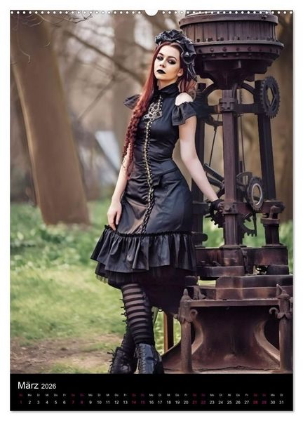 Produktbild: Gothic Kalender - Ein Jahr voller Gothic-Mystik und Eleganz (hochwertiger Premium Wandkalender 2026 DIN A2 hoch), Kunstdruck in Hochglanz
